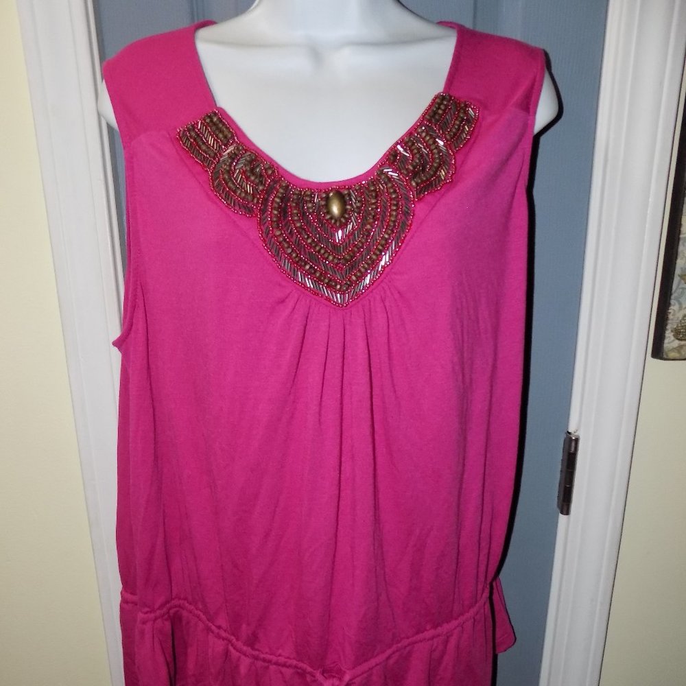 Faded Glory Fuchsia Drawstring Waist Tank 3X NEW